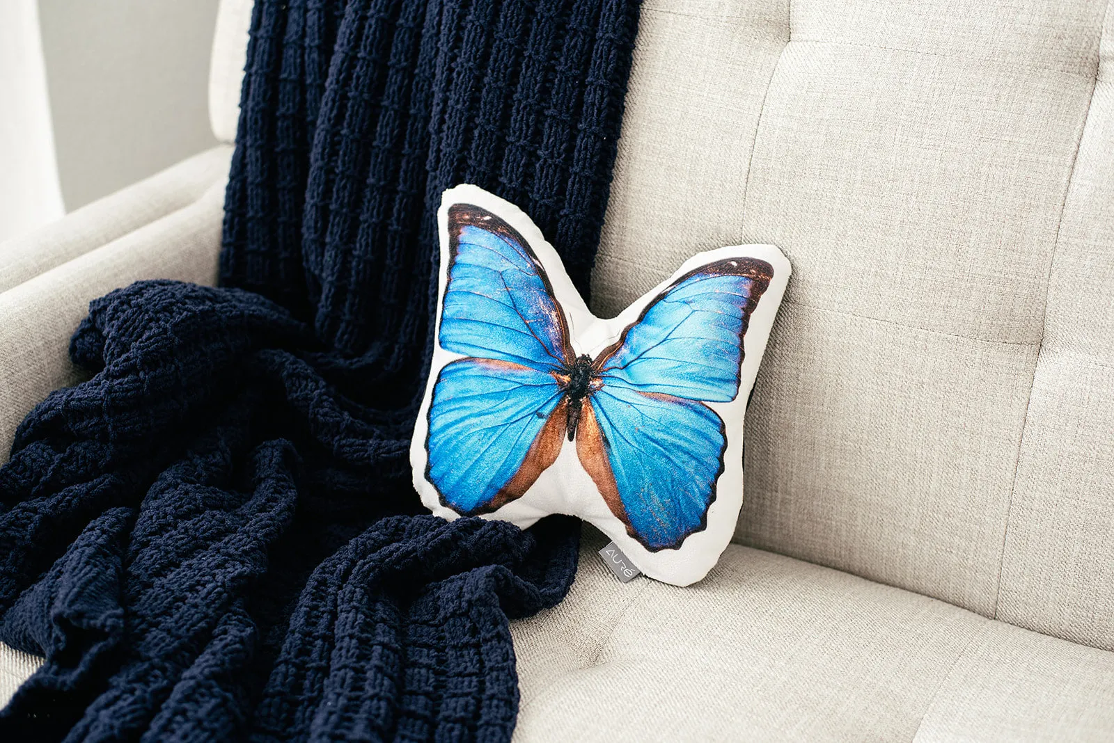 Morpho Butterfly Pillow, College Student Gift, Mother's Day Gift, Christmas Gift