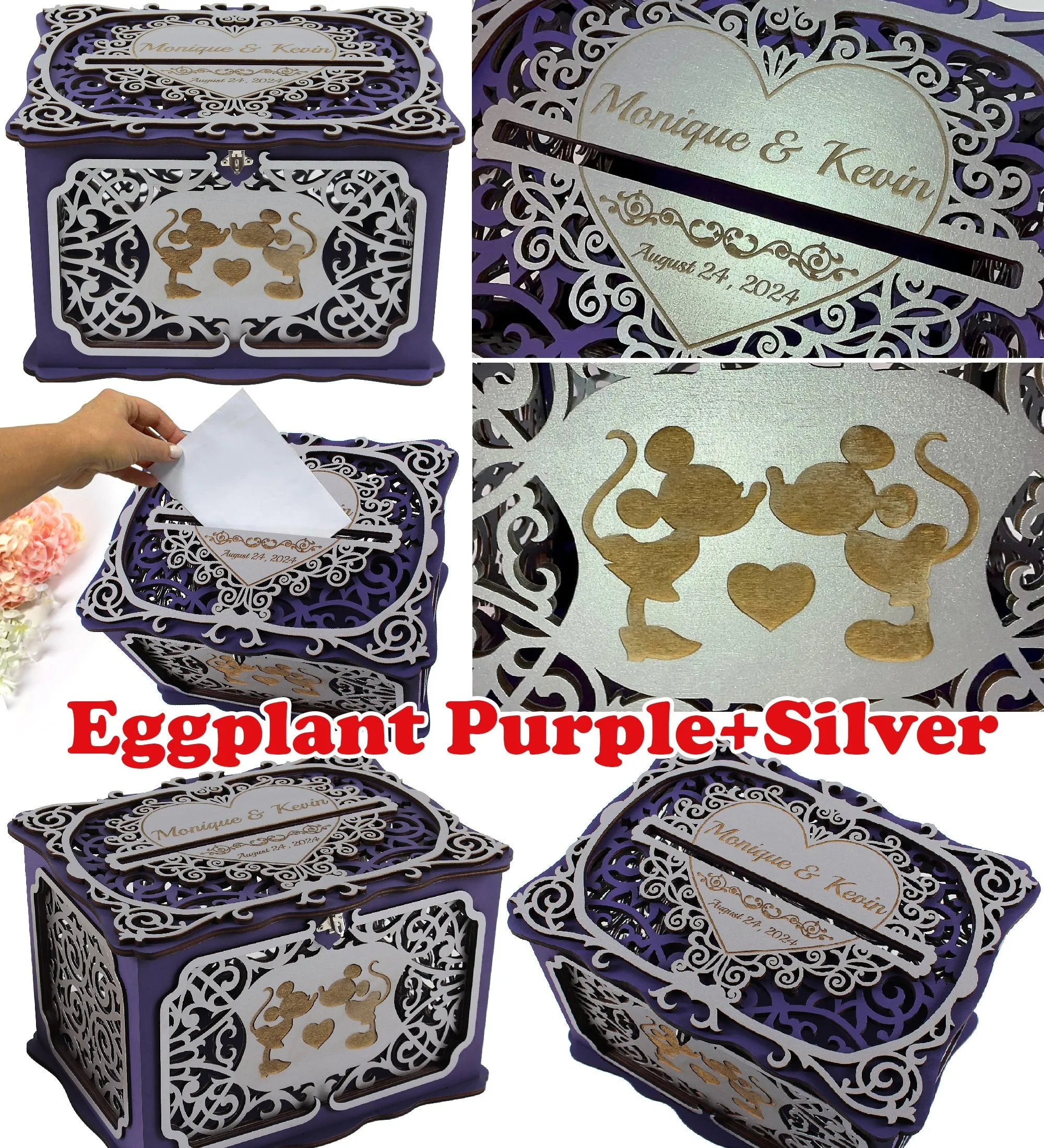 Mouse Wedding Card Box, Cartoon Themed Wedding Money Box, Couple Mouse Wedding Cards Holder,  Wedding Gift, Handmade Gifts