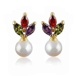Multicolor Crystal & Pearl 18K Gold-Plated Drop Earrings