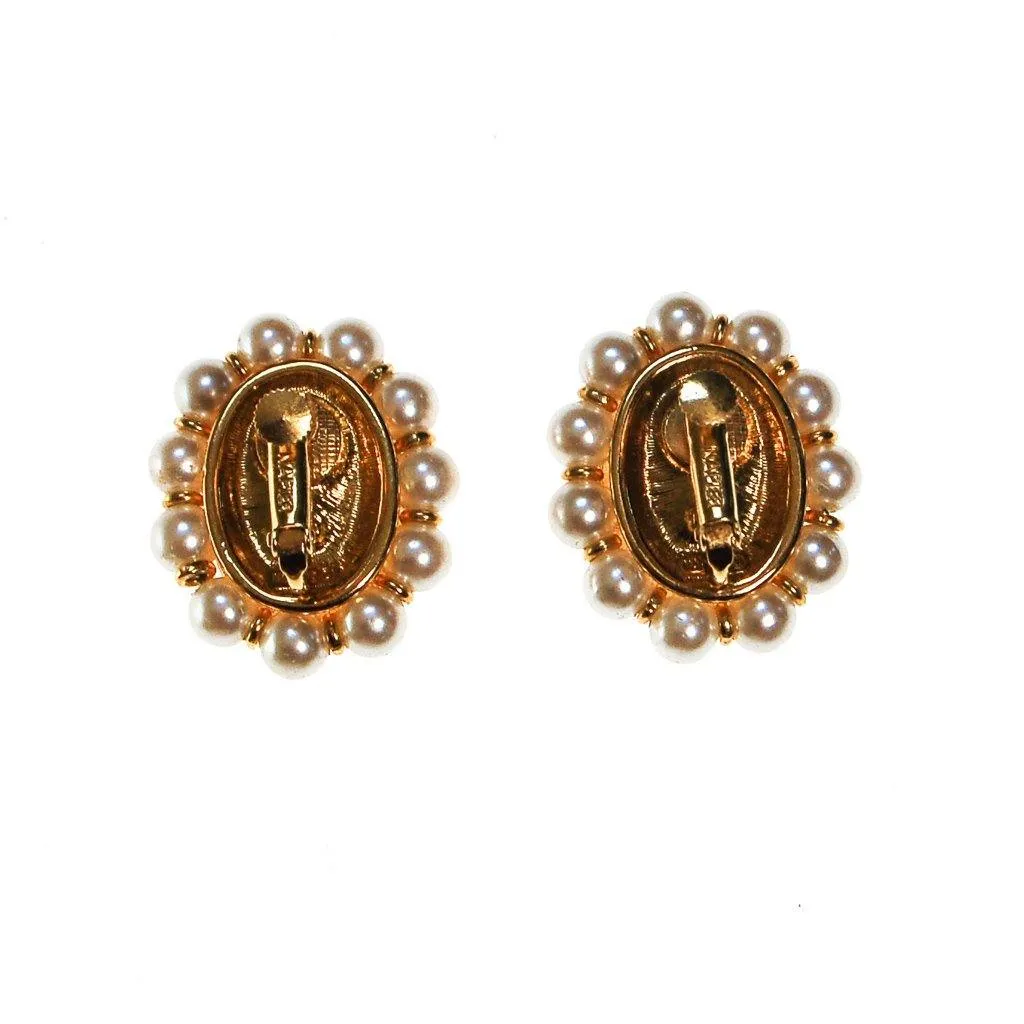 Napier Pink Crystal and Pearl Earrings