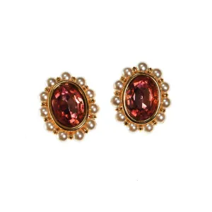 Napier Pink Crystal and Pearl Earrings
