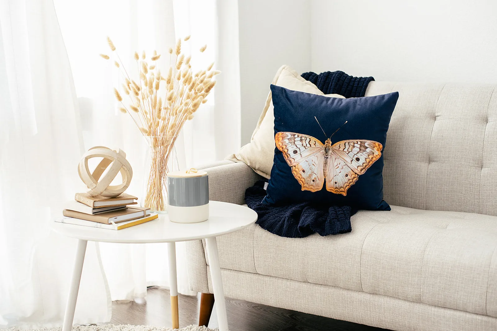 Navy Velvet Butterfly Pillow, College Student Gift, Mother's Day Gift, Christmas Gift