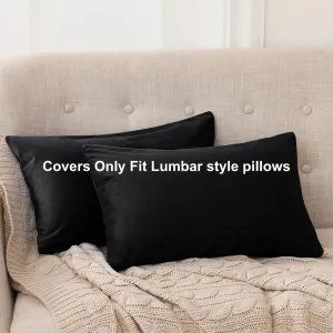 New Deconovo Lumbar Pillow Covers Velvet Decorative Rectangle Pillowcases Short Plush Pillow Covers for Couch, 12"x 20", Black, 2 Pack