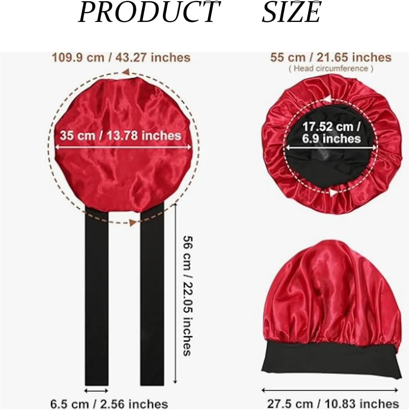 NEW Retails $50 Velanico Hair Bonnet, Silk Satin Hair Bonnet Sleeping Cap for Women, Soft and Comfortable Curly Hair Wrap Bonnet, Black