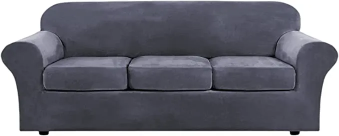 New Sofa Covers 4 Pieces with 3 Cushion Covers, OPPODREAM Elastic Universal Velvet Couch Slipcover! Stays in Place!!