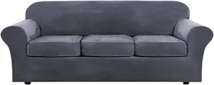 New Sofa Covers 4 Pieces with 3 Cushion Covers, OPPODREAM Elastic Universal Velvet Couch Slipcover! Stays in Place!!