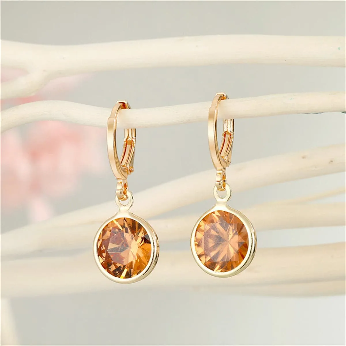 Orange Crystal & 18K Gold-Plated Round Huggie Earrings