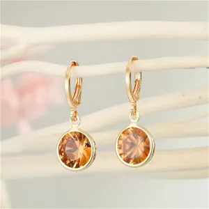 Orange Crystal & 18K Gold-Plated Round Huggie Earrings