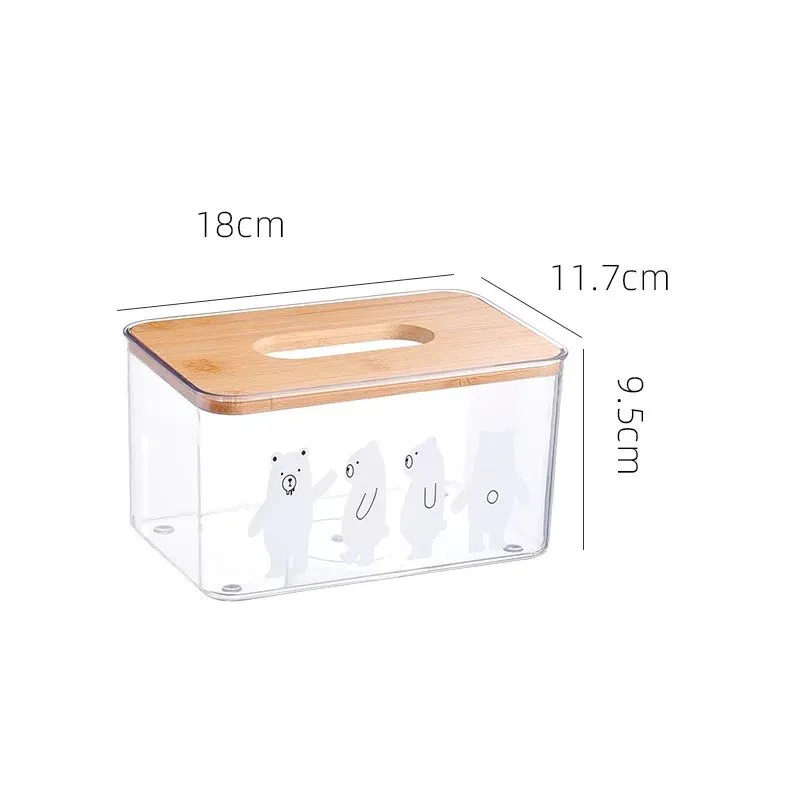 Original Animal Cartoon Transparent Wood Tissue Storage Box