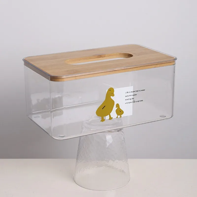 Original Animal Cartoon Transparent Wood Tissue Storage Box