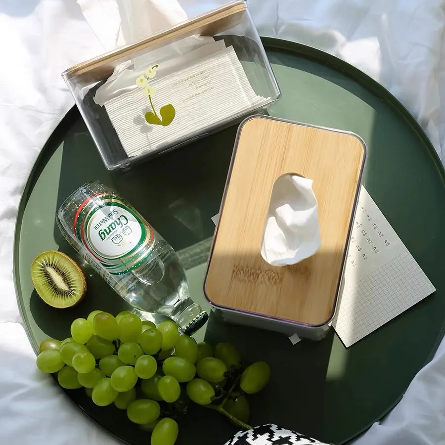 Original Animal Cartoon Transparent Wood Tissue Storage Box