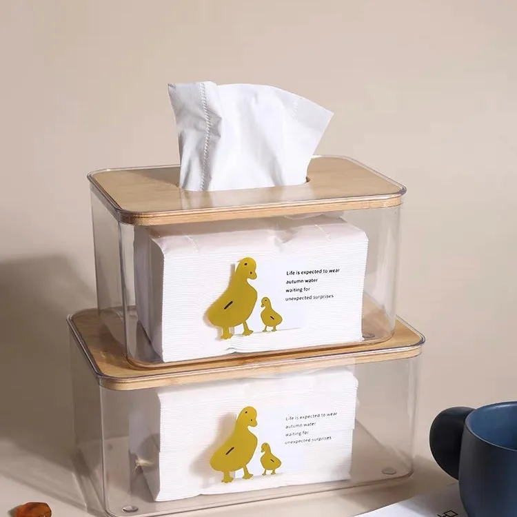 Original Animal Cartoon Transparent Wood Tissue Storage Box