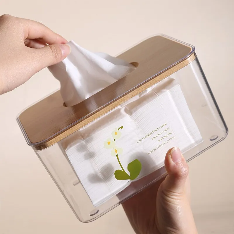 Original Animal Cartoon Transparent Wood Tissue Storage Box