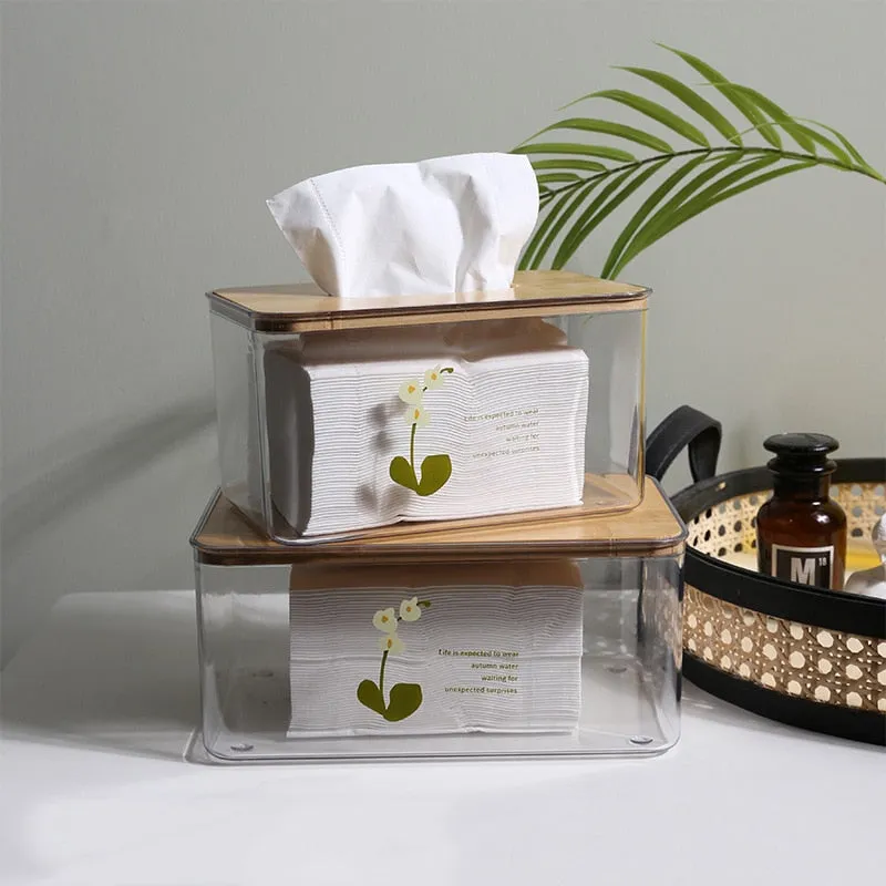 Original Animal Cartoon Transparent Wood Tissue Storage Box