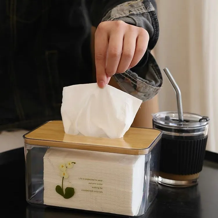 Original Animal Cartoon Transparent Wood Tissue Storage Box