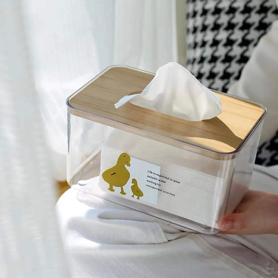 Original Animal Cartoon Transparent Wood Tissue Storage Box