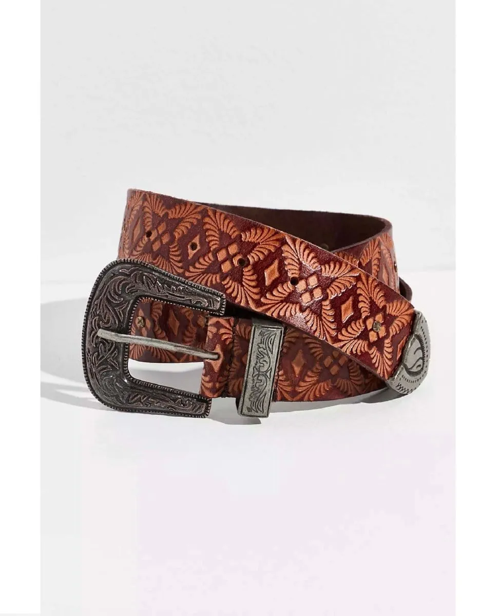 Outlaw Embossed Belt Cognac
