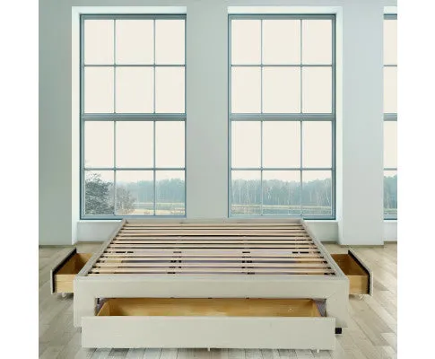 Palermo Bed Base with Drawers Upholstered Fabric Wood Cream