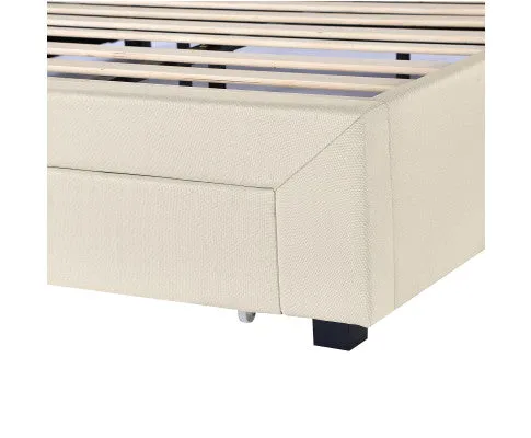 Palermo Bed Base with Drawers Upholstered Fabric Wood Cream