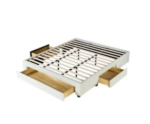 Palermo Bed Base with Drawers Upholstered Fabric Wood Cream