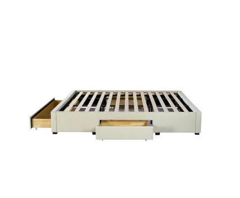 Palermo Bed Base with Drawers Upholstered Fabric Wood Cream