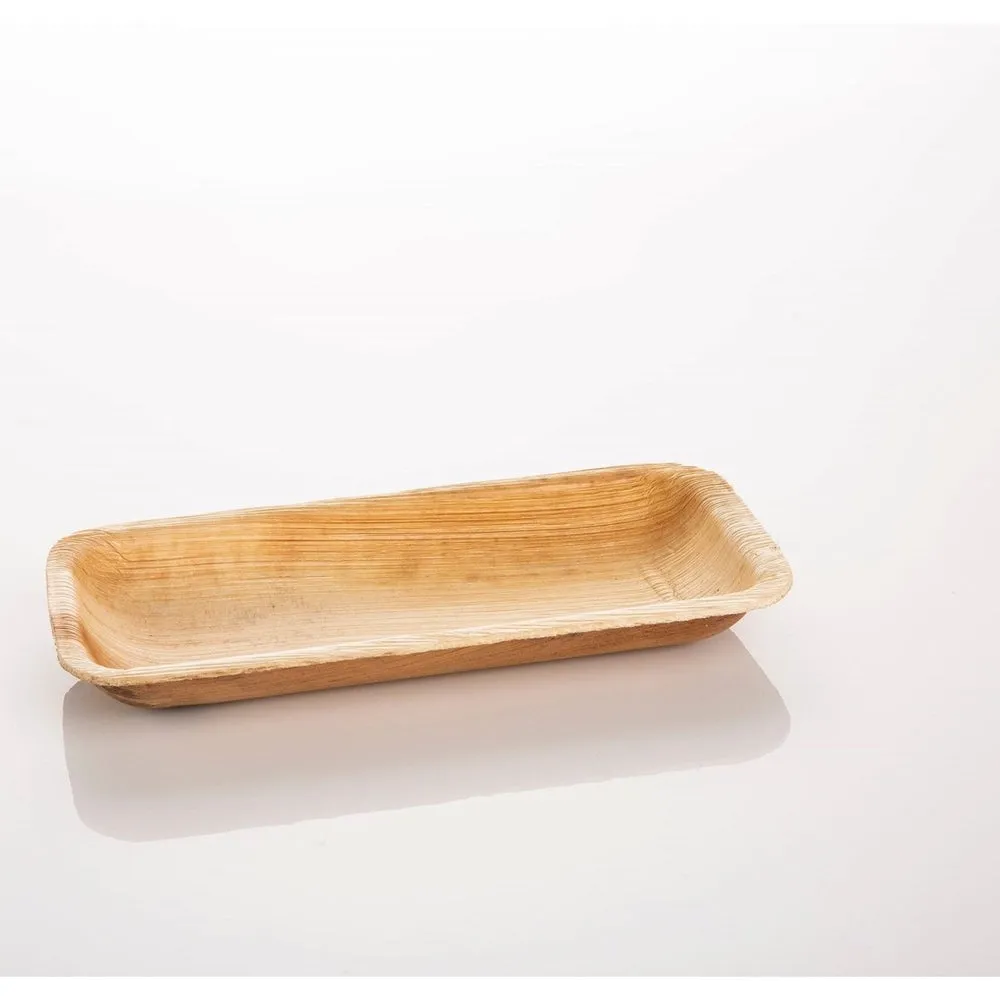 Palm Leaf Rectangle Nibbles and Finger Food Tray 7/3" - Pack of 10