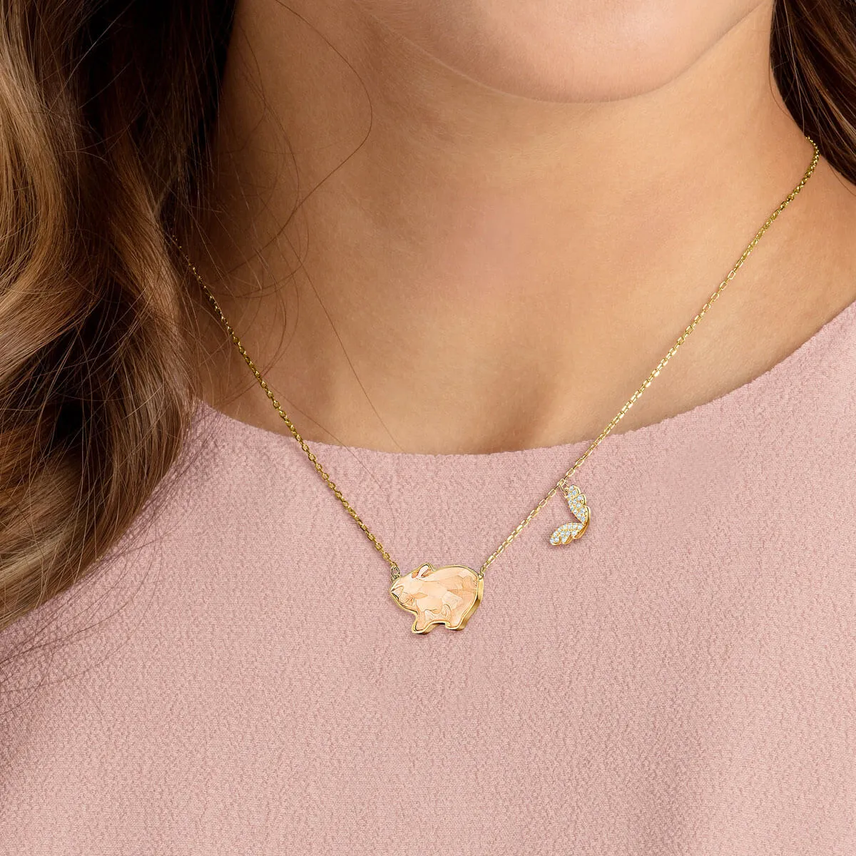 Pets Pig Pink Gold Plating Necklace