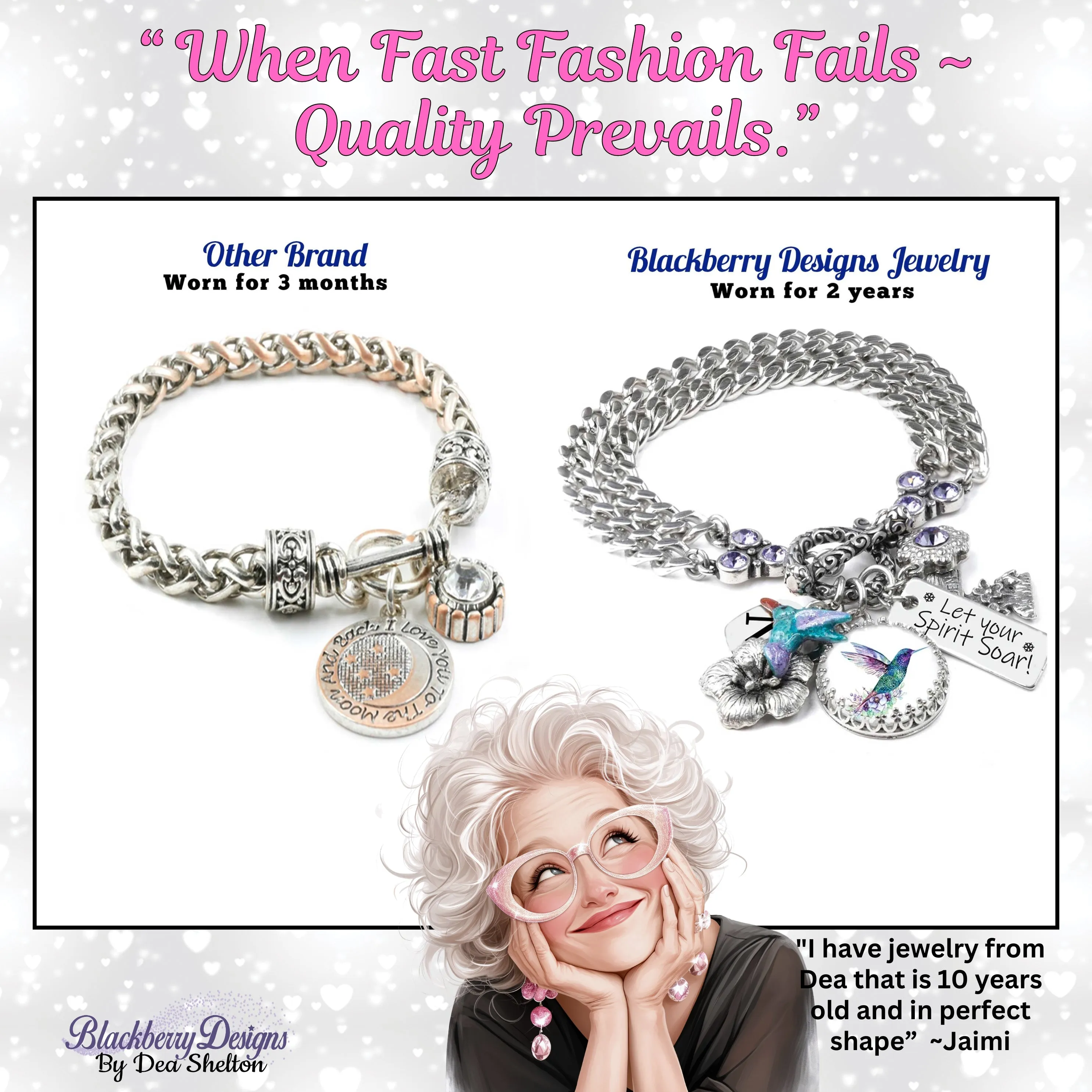 Pink Cadillac Charm Bracelet
