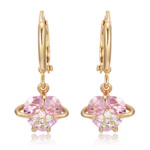 Pink Crystal & Cubic Zirconia 18K Gold-Plated Heart Drop Earrings