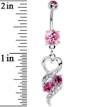 Pink Gem Heart Twist Belly Ring