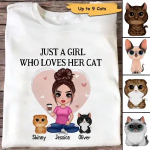 Pink Heart Just A Doll Woman Who Loves Her Watercolor Cute Cats Personalized Shirt