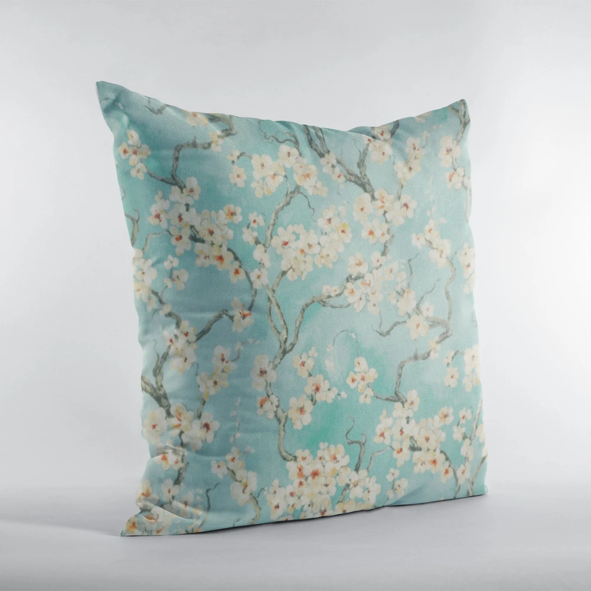 Plutus Spa Garden Cherry Blossoms Printed On A Linen Looking Polyester. Luxury Throw Pillow