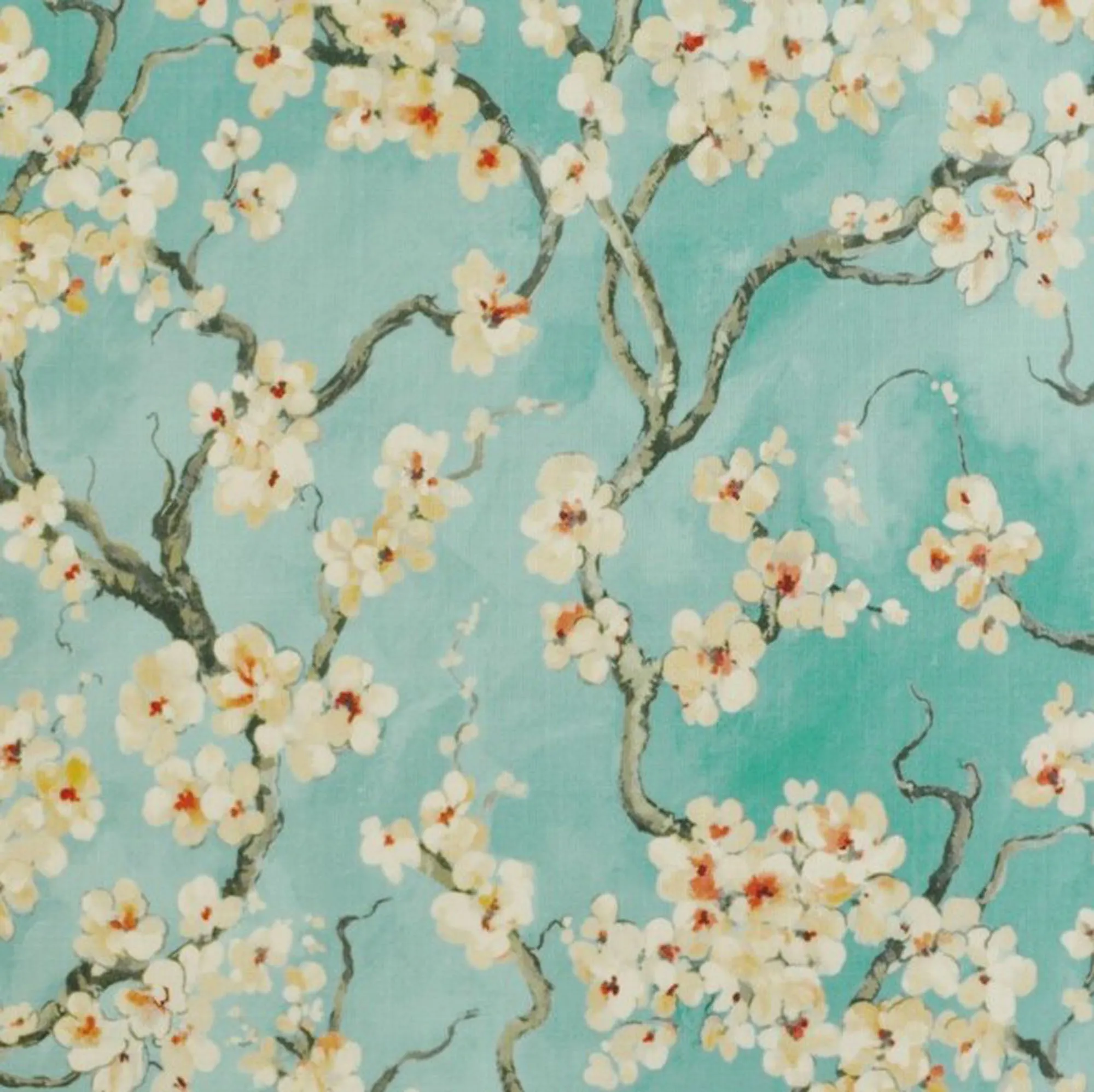 Plutus Spa Garden Cherry Blossoms Printed On A Linen Looking Polyester. Luxury Throw Pillow