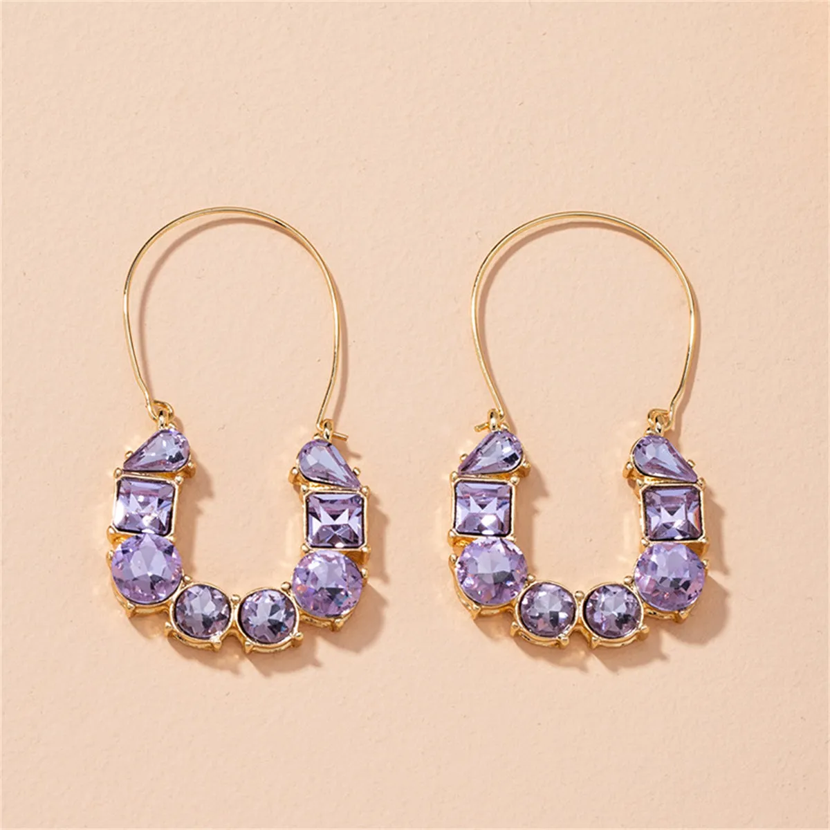 Purple Crystal & 18K Gold-Plated Drop Earrings