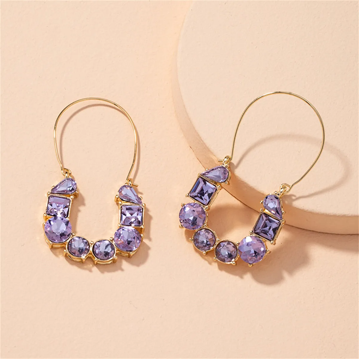Purple Crystal & 18K Gold-Plated Drop Earrings