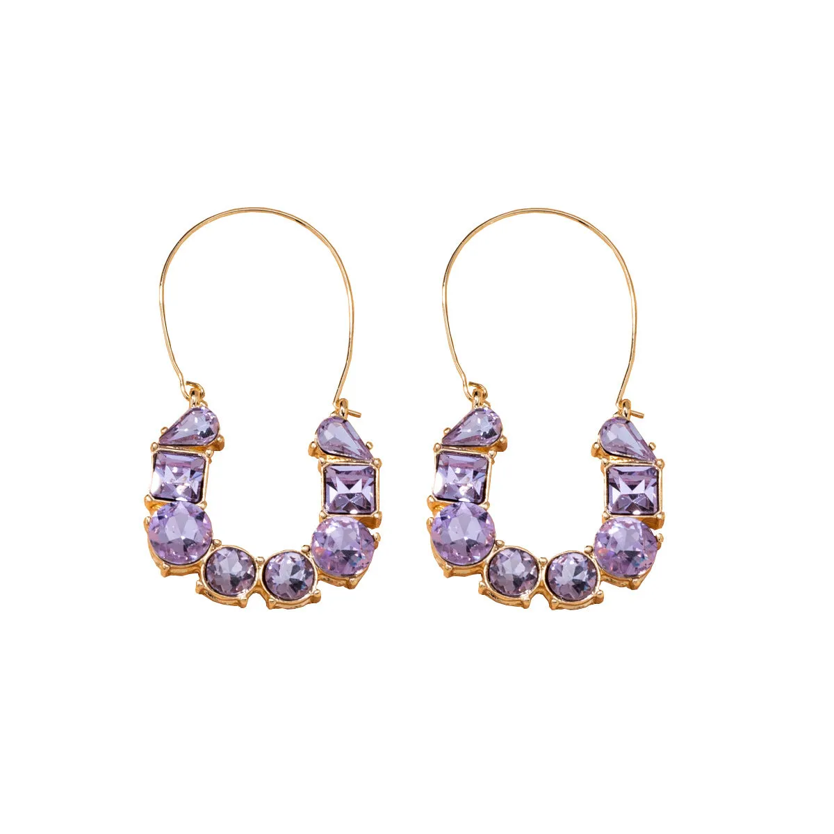 Purple Crystal & 18K Gold-Plated Drop Earrings