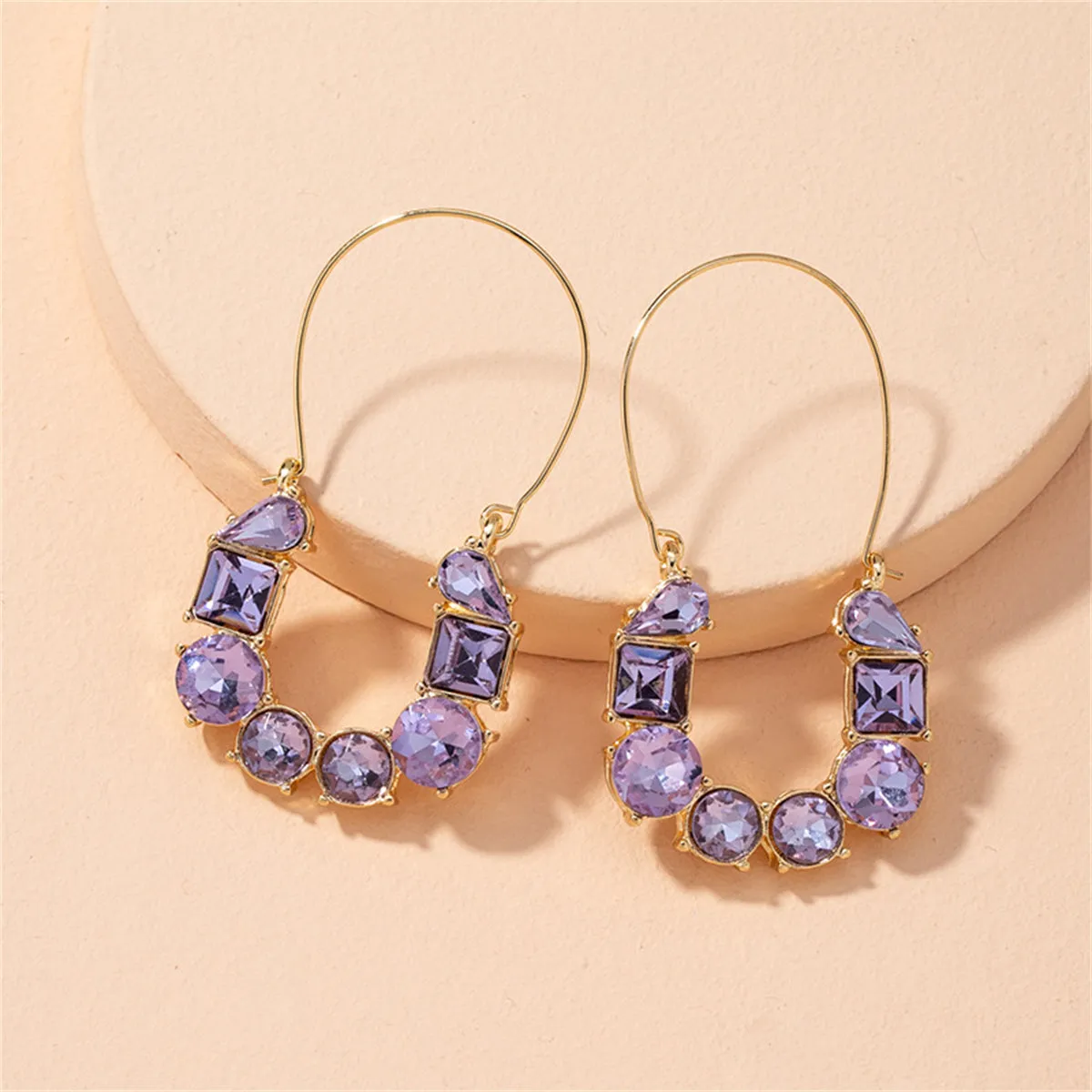 Purple Crystal & 18K Gold-Plated Drop Earrings