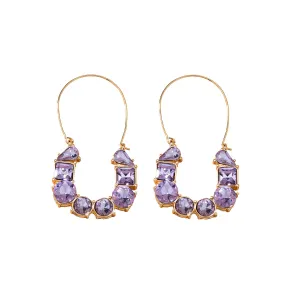 Purple Crystal & 18K Gold-Plated Drop Earrings