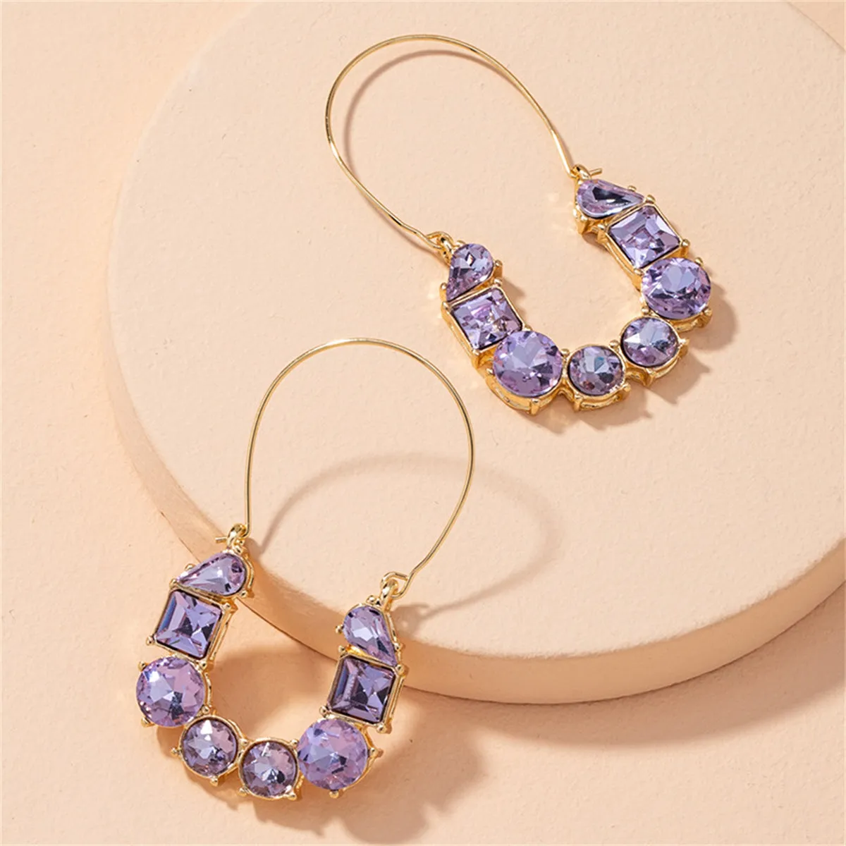 Purple Crystal & 18K Gold-Plated Drop Earrings