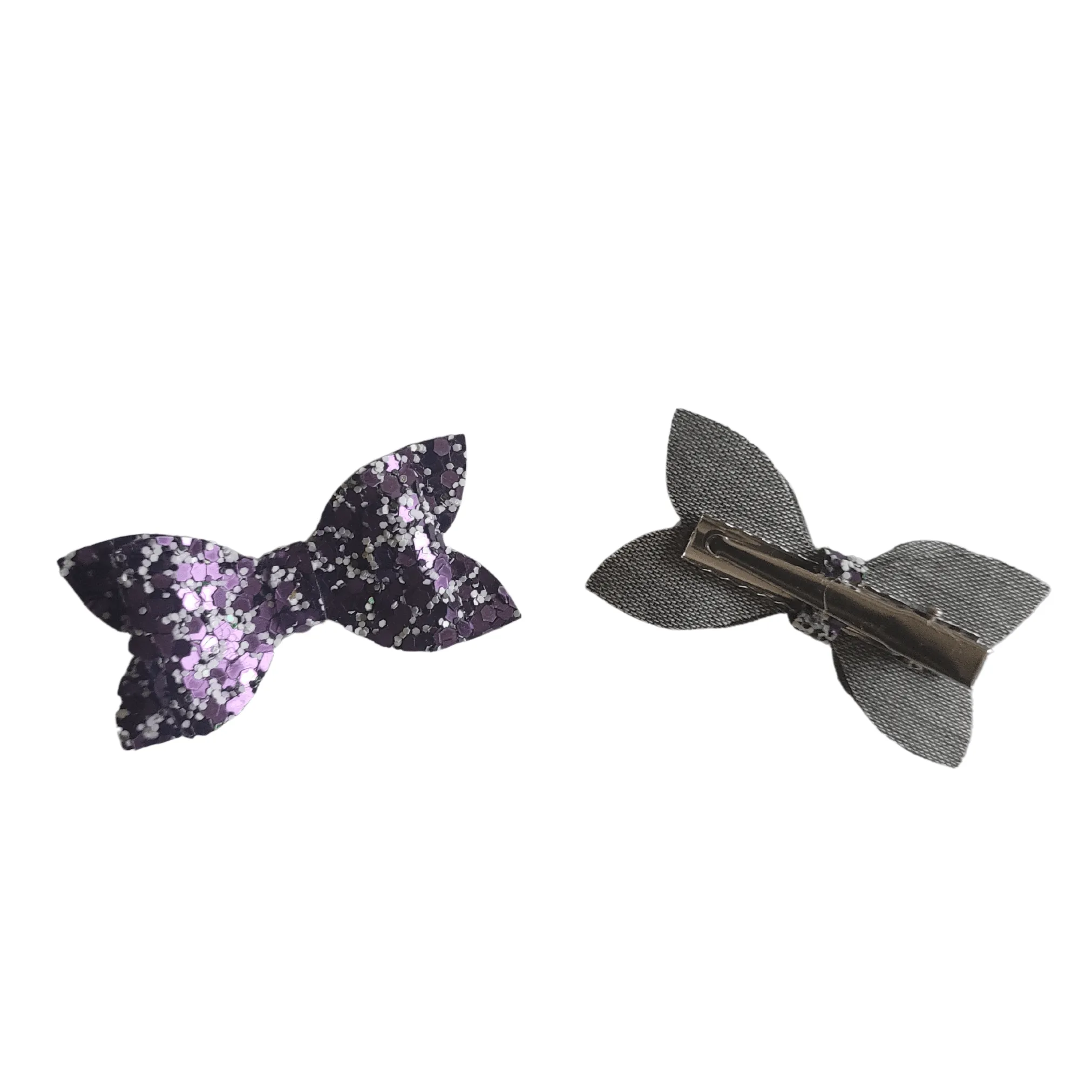 Purple Stone Pigtail Glitter Hair Bows