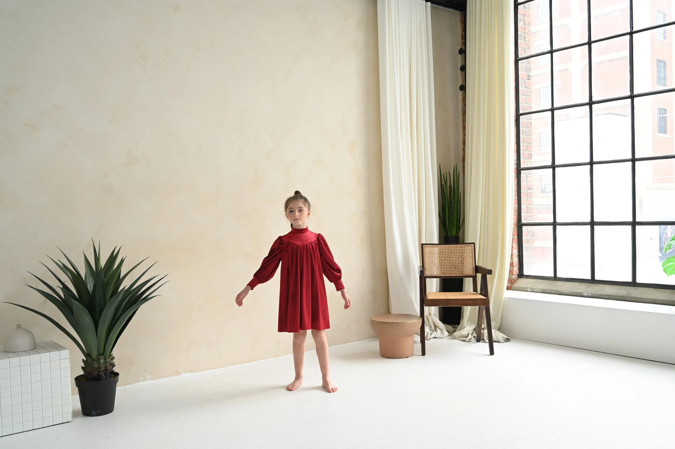 Rachel dress (ruby-red velvet)