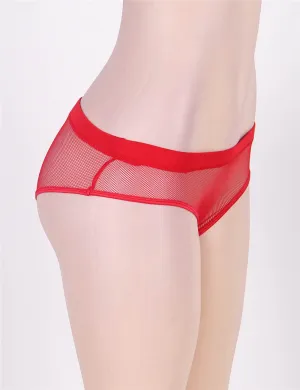Red Netted Open Back Hipster Panty