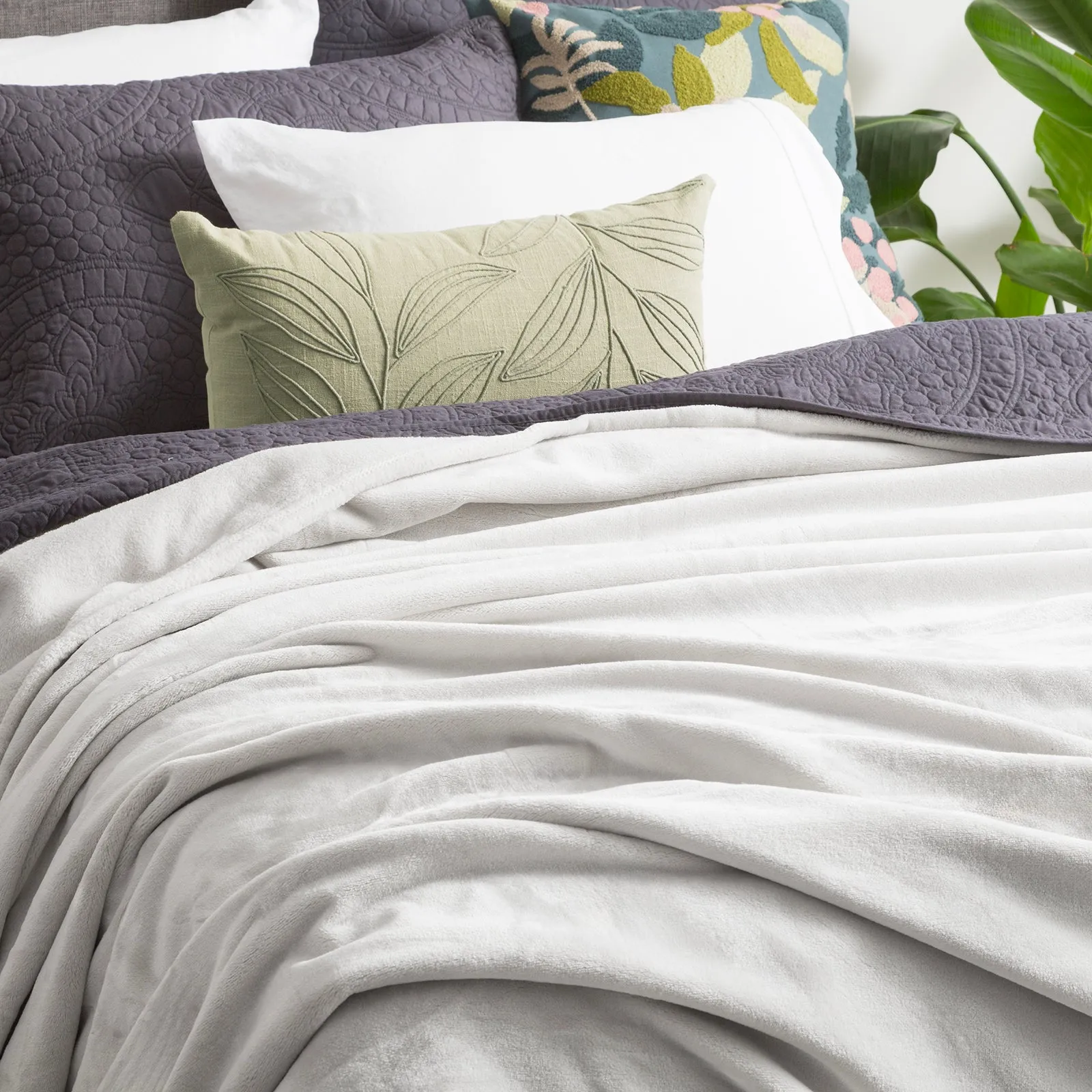Renee Taylor Plush 380 GSM Ultra Soft Velvet Blanket - SILVER LINE