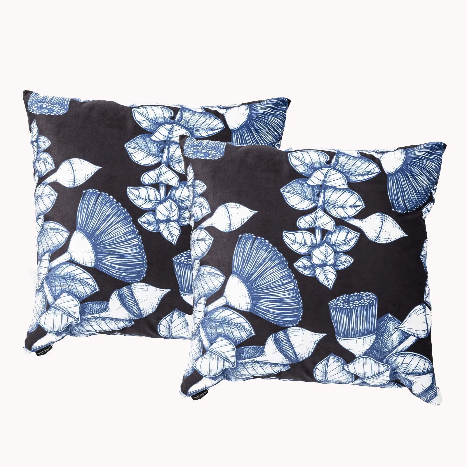Renee Taylor Poly Velvet Printed Cushion filled 50 x 50 Cms  Bush Land- Twin Pack