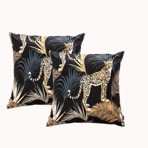 Renee Taylor Poly Velvet Printed Cushion filled 50 x 50 Cms  Jungle- Twin Pack