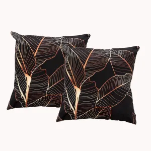 Renee Taylor Poly Velvet Printed Cushion filled 50 x 50 Cms  Leaf- Twin Pack