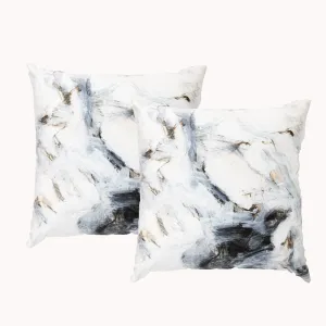 Renee Taylor Poly Velvet Printed Cushion filled 50 x 50 Cms  Marble- Twin Pack