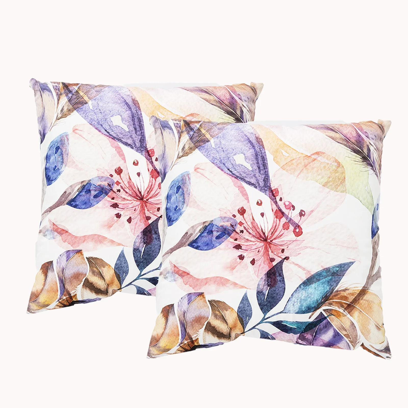 Renee Taylor Poly Velvet Printed Cushion filled 50 x 50 Cms  Panama Blush- Twin Pack