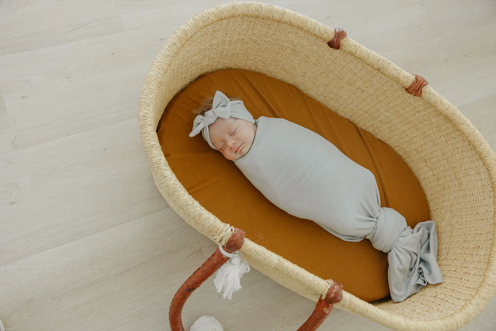 Rib Knit Headband Bow - Ash