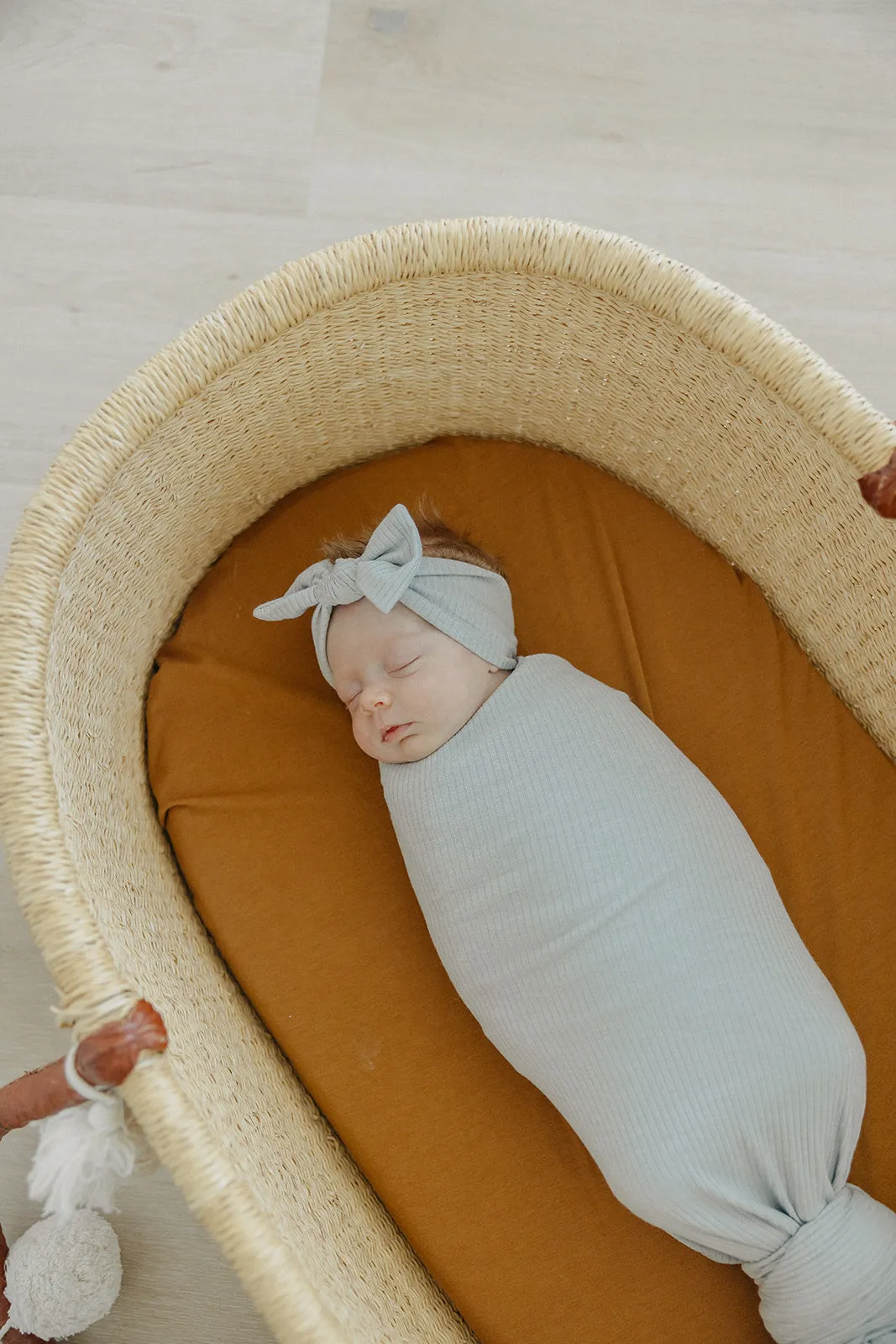 Rib Knit Headband Bow - Ash